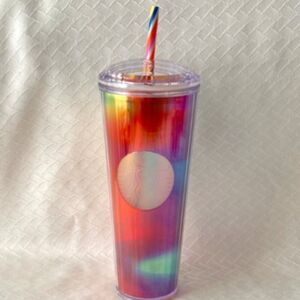 Starbucks NWT Tumbler 24 oz. Colorful Iridescent Dome Top Festive Bold